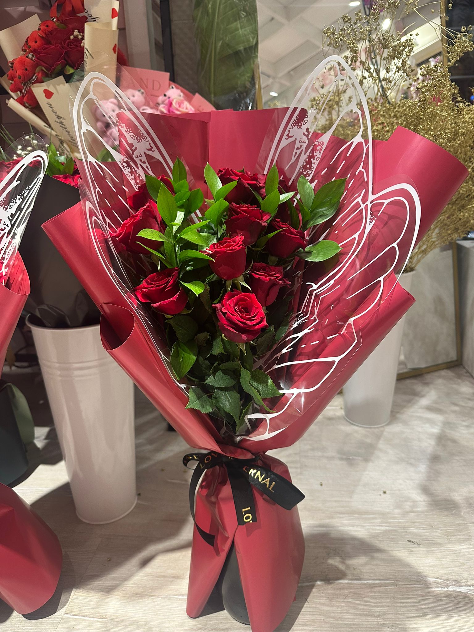 10'lu Kırmızı gül kelebek buketi