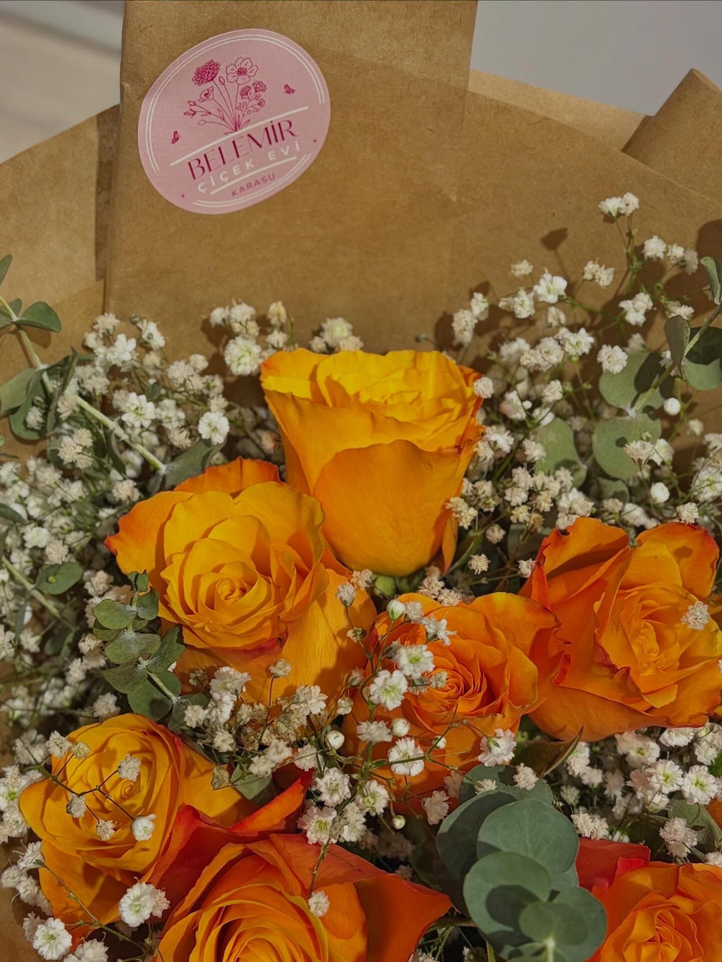 10'lu Turuncu Gül Buketi