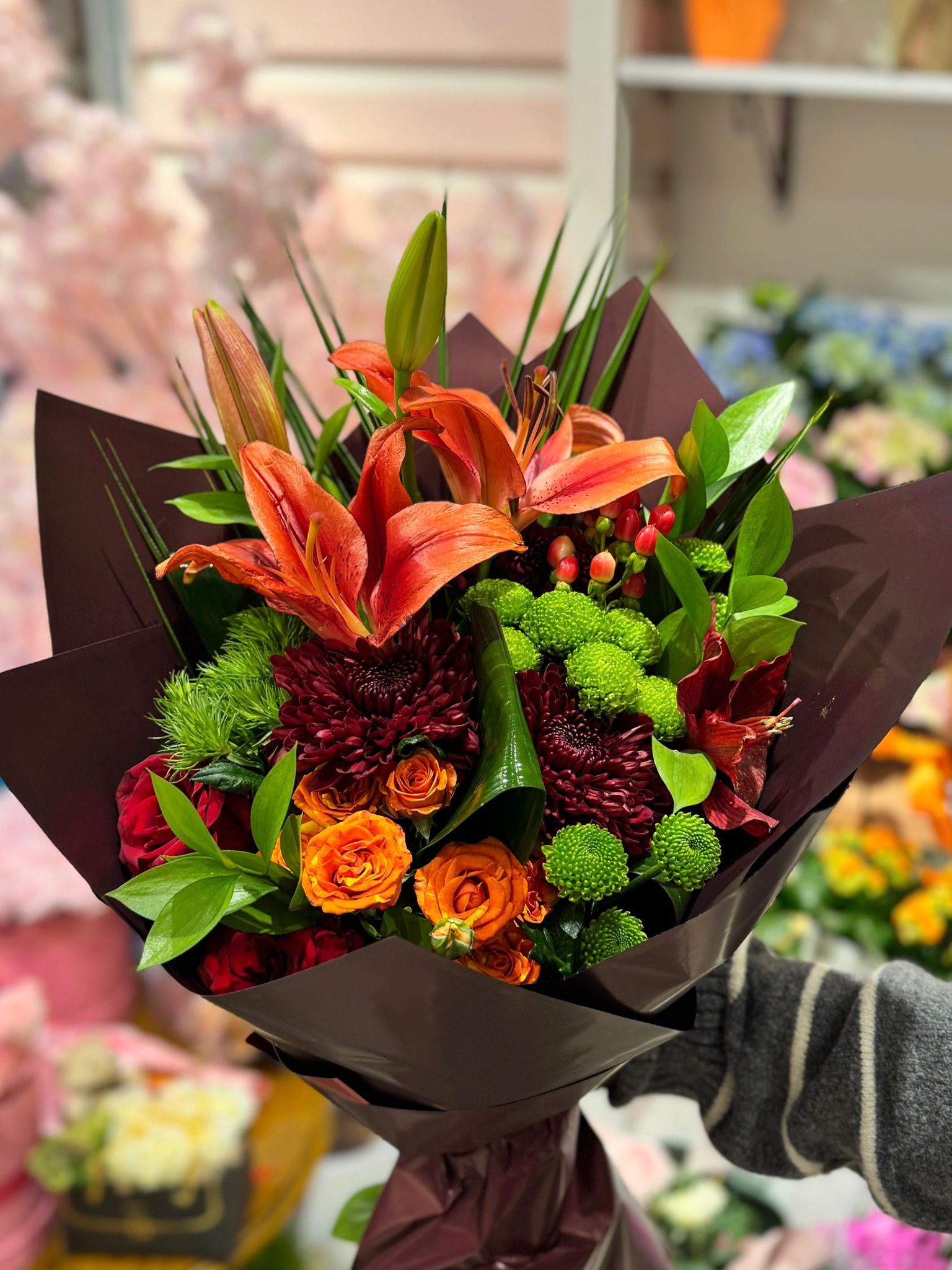 Turuncu lilyum buketi