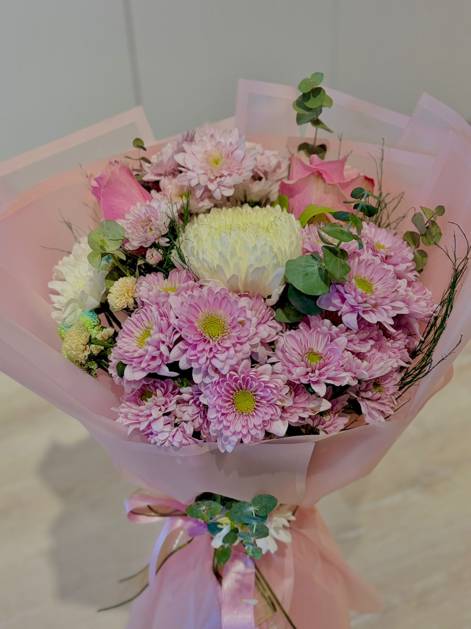 Anastasyalı pembe papatya buketi